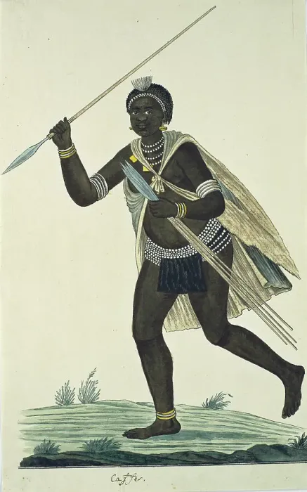 Framed Print : Running Man Holding an Assegai in His Right Hand and Four Assegais in His Left, 1776-1795. Creator: Robert Jacob Gordon Framed Print : Running Man Holding an Assegai in His Right Hand and Four Assegais in His Left, 1776-1795. Creator: Robert Jacob Gordon