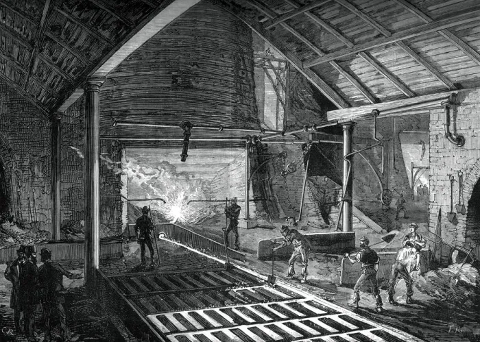 Framed Print : Running the molten iron into the pigs, c1880 Framed Print : Running the molten iron into the pigs, c1880