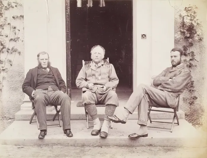 Framed Print : Rupert Potter, John Everett Millais and an Unidentified Man at Dalguise, from an album...Millais. Creator: Unknown Framed Print : Rupert Potter, John Everett Millais and an Unidentified Man at Dalguise, from an album...Millais. Creator: Unknown