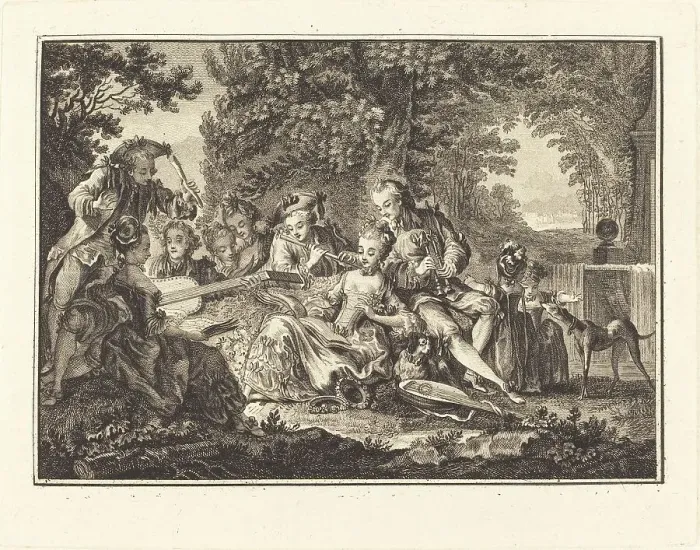 Framed Print : Rural Concert. Creators: Joseph de Longueil, Charles Eisen Framed Print : Rural Concert. Creators: Joseph de Longueil, Charles Eisen
