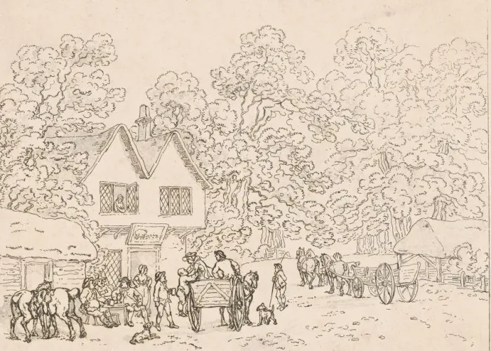 Framed Print : A Rural Halt, 1787. 1787. Creator: Thomas Rowlandson Framed Print : A Rural Halt, 1787. 1787. Creator: Thomas Rowlandson