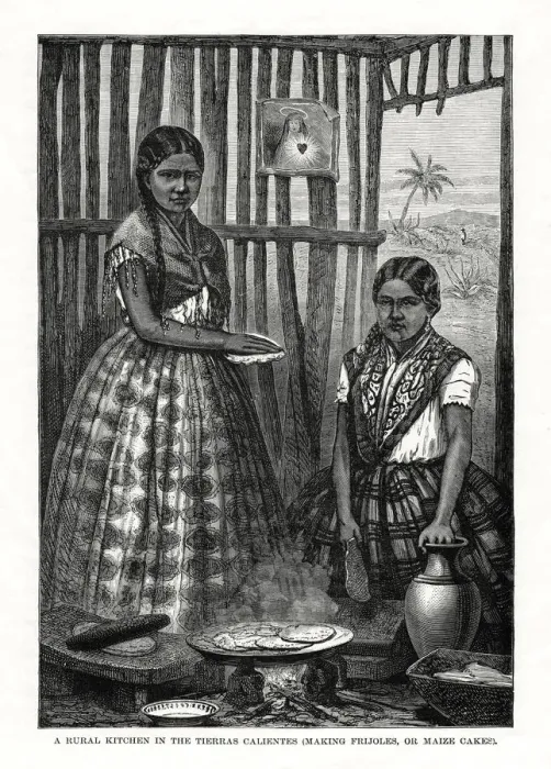 Framed Print : A Rural Kitchen in the Tierras Calientes, Mexico, 1877