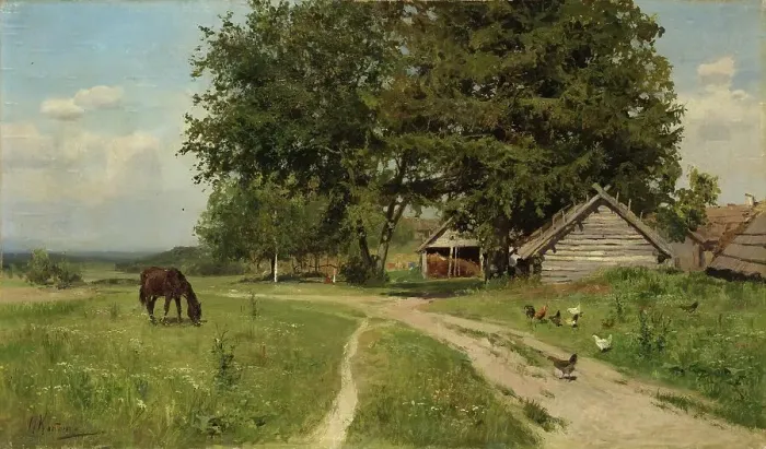 Framed Print : Rural Landscape, 1890-1900. Creator: Klodt (Clodt), Nikolai Alexandrovich (1865-1918) Framed Print : Rural Landscape, 1890-1900. Creator: Klodt (Clodt), Nikolai Alexandrovich (1865-1918)
