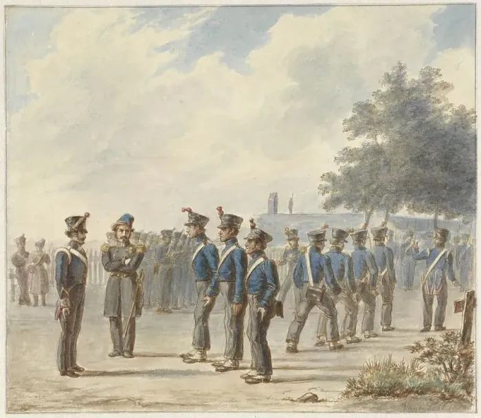 Framed Print : Rural militia, 1830, (1834). Creator: Gerret Jasink van de Poll Framed Print : Rural militia, 1830, (1834). Creator: Gerret Jasink van de Poll