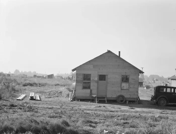 Framed Print : Rural shack community on outskirts of town... near Klamath Falls, Oregon, 1939. Creator: Dorothea Lange Framed Print : Rural shack community on outskirts of town... near Klamath Falls, Oregon, 1939. Creator: Dorothea Lange