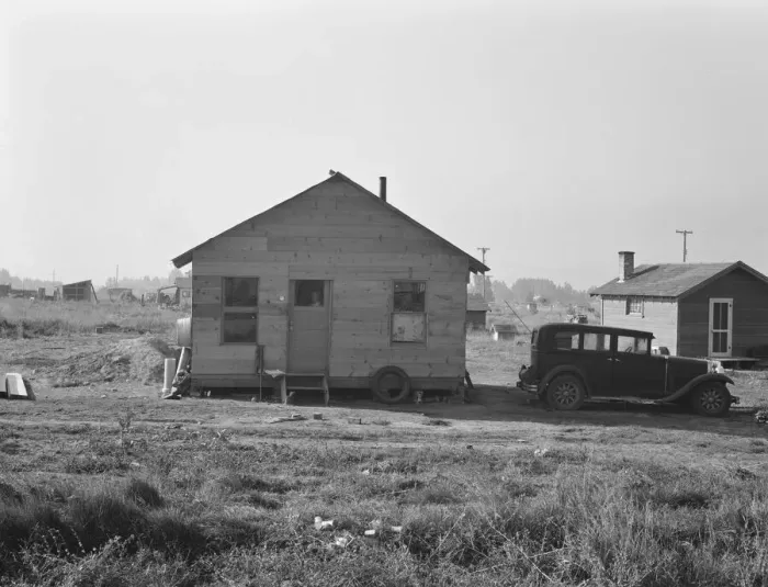Framed Print : Rural shack community on outskirts of town... near Klamath Falls, Oregon, 1939. Creator: Dorothea Lange Framed Print : Rural shack community on outskirts of town... near Klamath Falls, Oregon, 1939. Creator: Dorothea Lange