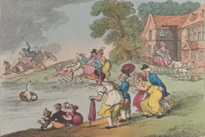 Framed Print : Rural Sports: Cat in a Bowl, April 24, 1811. April 24, 1811. Creator: Thomas Rowlandson Framed Print : Rural Sports: Cat in a Bowl, April 24, 1811. April 24, 1811. Creator: Thomas Rowlandson