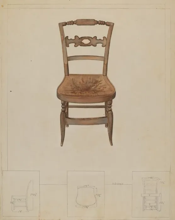 Framed Print : Rush Bottom Chair, 1935 / 1942. Creator: Samuel O. Klein Framed Print : Rush Bottom Chair, 1935 / 1942. Creator: Samuel O. Klein
