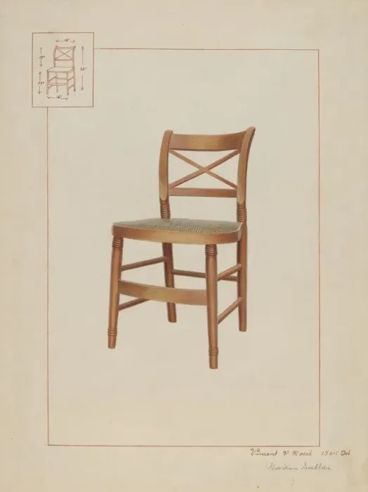 Framed Print : Rush Bottom Chair, c. 1937. Creator: Vincent P. Rosel Framed Print : Rush Bottom Chair, c. 1937. Creator: Vincent P. Rosel