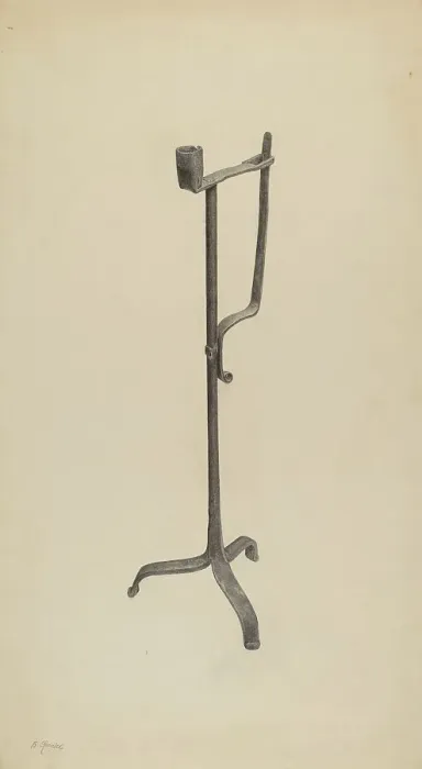 Framed Print : Rush Light and Candle Holder, c. 1938. Creator: Benjamin Resnick Framed Print : Rush Light and Candle Holder, c. 1938. Creator: Benjamin Resnick