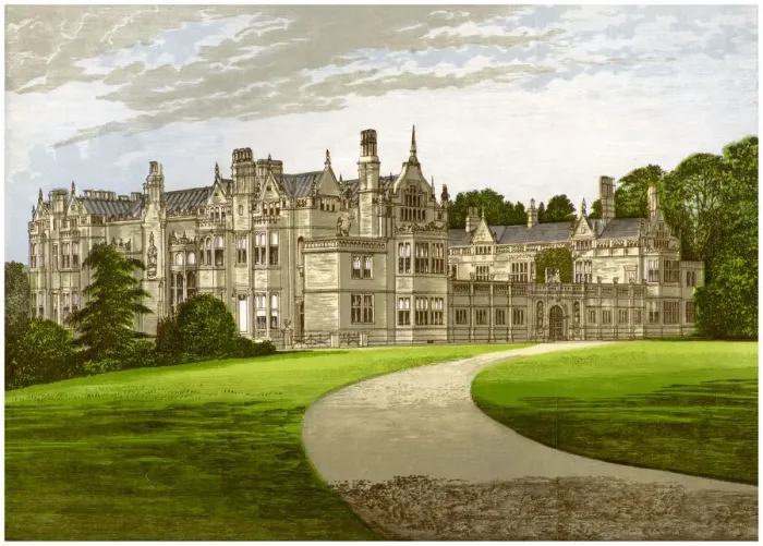 Framed Print : Rushton Hall, Northamptonshire, home of the Clarke-Thornhall family, c1880 Framed Print : Rushton Hall, Northamptonshire, home of the Clarke-Thornhall family, c1880