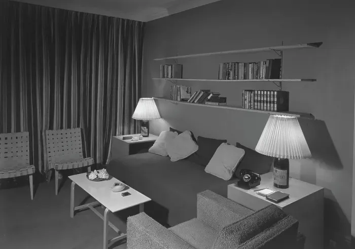 Framed Print : Russel Wright, residence and business at 221 E. 48th St. New York City, 1949. Creator: Gottscho-Schleisner, Inc Framed Print : Russel Wright, residence and business at 221 E. 48th St. New York City, 1949. Creator: Gottscho-Schleisner, Inc