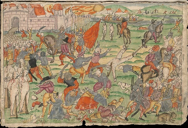 Russian atrocities in Livonia on July and August 1577. From Johann Jakob Wicks Sammlung von Nachric Artist: Anonymous