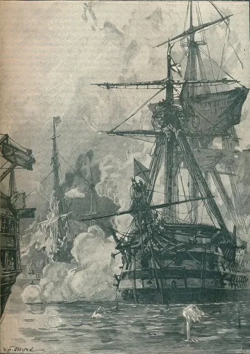 Framed Print : The Russian attack on Sinop, Turkey, 1853 (1906)