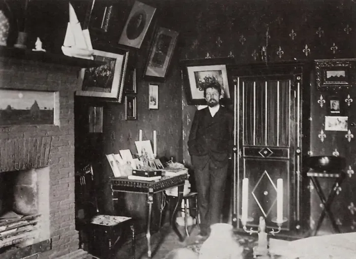 Framed Print : Russian author Anton Chekhov in his studio, Yalta, Crimea, Russia, 1901. Artist: Leonid Sredin Framed Print : Russian author Anton Chekhov in his studio, Yalta, Crimea, Russia, 1901. Artist: Leonid Sredin