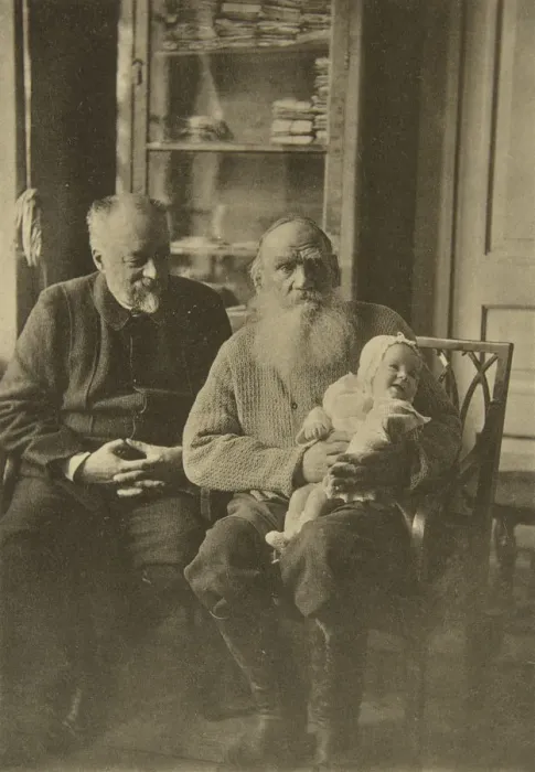 Framed Print : Russian author Leo Tolstoy with his son-in-law and granddaughter, Russia, c1905-c1906. Artist: Sophia Tolstaya Framed Print : Russian author Leo Tolstoy with his son-in-law and granddaughter, Russia, c1905-c1906. Artist: Sophia Tolstaya