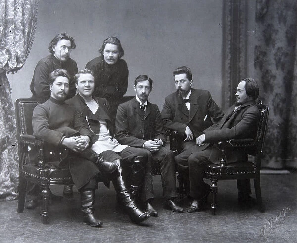 Russian author Maxim Gorky in the Sreda (Wednesday) literature group, 1902