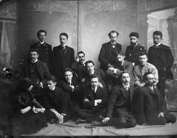 Framed Print : Russian author and poet Andrei Bely with symbolist authors, 1907 Framed Print : Russian author and poet Andrei Bely with symbolist authors, 1907