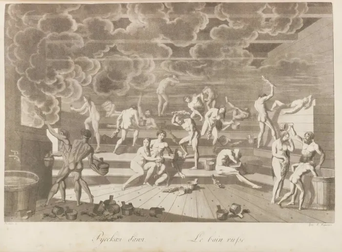 Framed Print : A Russian bathhouse. Les peuples de la Russie ou description des moeurs by Charles de Framed Print : A Russian bathhouse. Les peuples de la Russie ou description des moeurs by Charles de