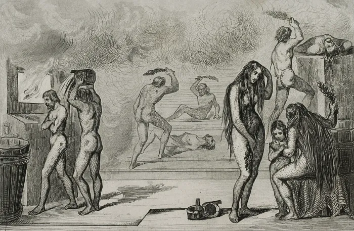 Framed Print : Russian baths, 1839. Creator: Augustin Francois Lemaitre Framed Print : Russian baths, 1839. Creator: Augustin Francois Lemaitre