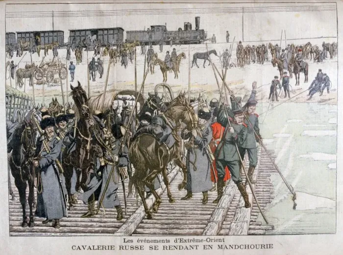 Framed Print : Russian cavalry heading into Mandchourie, China, 1900. Artist: Eugene Damblans Framed Print : Russian cavalry heading into Mandchourie, China, 1900. Artist: Eugene Damblans