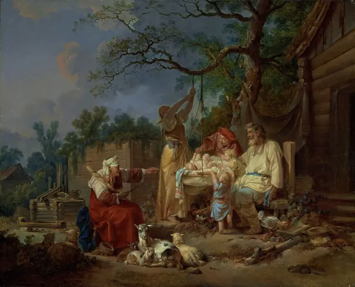 Framed Print : The Russian Cradle, about 1764-1765. Creator: Jean Baptiste Le Prince Framed Print : The Russian Cradle, about 1764-1765. Creator: Jean Baptiste Le Prince