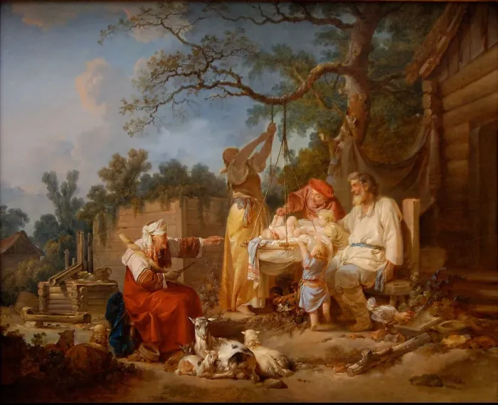 Framed Print : The Russian Cradle, ca 1764-1765. Artist: Le Prince, Jean-Baptiste (1734-1781) Framed Print : The Russian Cradle, ca 1764-1765. Artist: Le Prince, Jean-Baptiste (1734-1781)