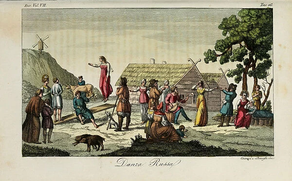 Russian dance. Illustration from Il costume antico e moderno o storia del governo? by Giulio Ferrario, 1831. Artist: Giarre, Luigi (1772-1844)