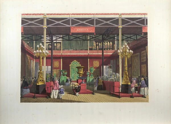 Russian Exhibition interior during the Great Exhibition in 1851. Artist: Nash, Joseph (1806-1885)