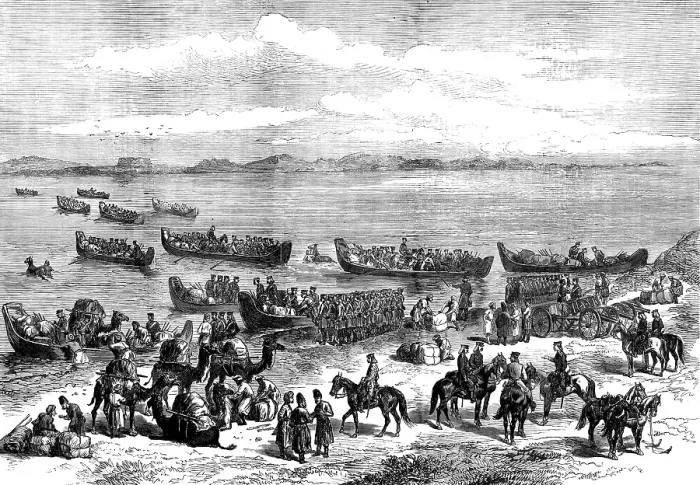 Framed Print : The Russian Expedition to Khiva: General Kaufmann's division crossing the Oxus, 1873. Creator: Unknown. The Russian Expedition to Khiva: General Kaufmann's division crossing the Oxus, 1873. Creator: Unknown Framed Print : The Russian Expedition to Khiva: General Kaufmann's division crossing the Oxus, 1873. Creator: Unknown. The Russian Expedition to Khiva: General Kaufmann's division crossing the Oxus, 1873. Creator: Unknown