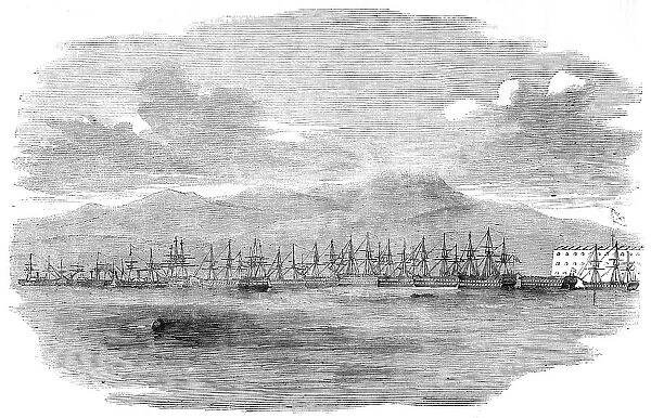 Russian Fleet moored outside the Batteries of Sebastopol, under the guns, September 22, 1854. Creator: Unknown