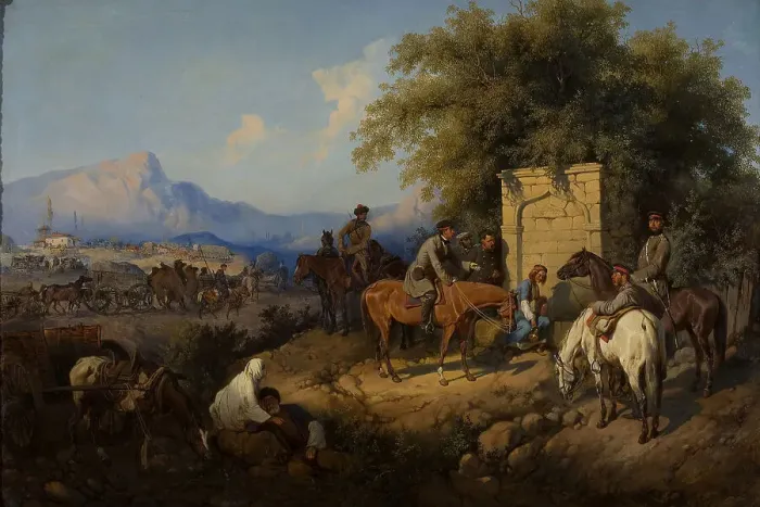 Framed Print : Russian Forces Crosses the Caucasus Mountains in Adjara, 1872. Artist: Willewalde, Gottfried (Bogdan Pavlovich) (1818-1903) Framed Print : Russian Forces Crosses the Caucasus Mountains in Adjara, 1872. Artist: Willewalde, Gottfried (Bogdan Pavlovich) (1818-1903)