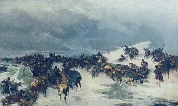 Framed Print : Russian Forces Crossing the frozen Gulf of Bothnia in 1809, 1875. Creator: Kotzebue, Alexander von (1815-1889) Framed Print : Russian Forces Crossing the frozen Gulf of Bothnia in 1809, 1875. Creator: Kotzebue, Alexander von (1815-1889)
