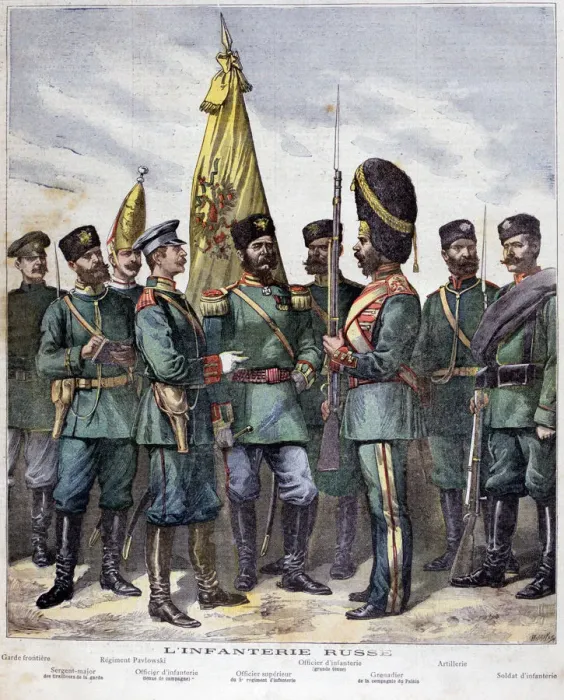 Framed Print : Russian infantry, 1892. Artist: Henri Meyer Framed Print : Russian infantry, 1892. Artist: Henri Meyer