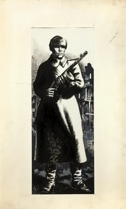 Framed Print : Russian infantryman, standing amidst ruins of town, between 1939 and 1946. Creators: Central Office of Information, Unknown Framed Print : Russian infantryman, standing amidst ruins of town, between 1939 and 1946. Creators: Central Office of Information, Unknown
