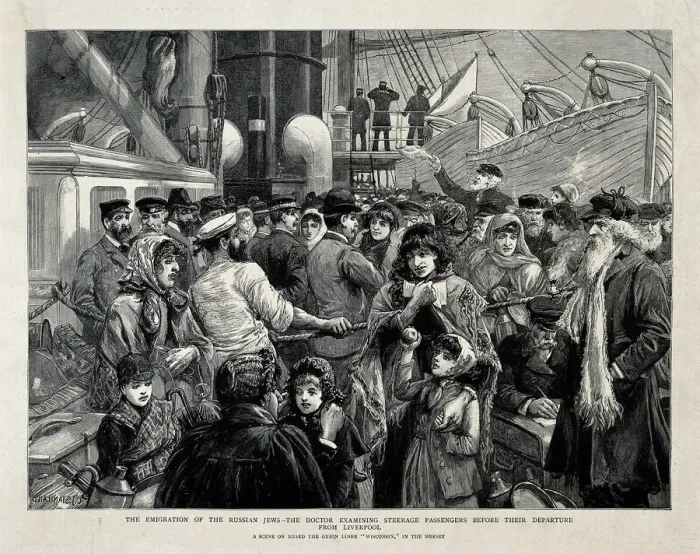 Framed Print : The Russian Jews examined by a doctor before the Emigration from Liverpool, 1891. Artist: Staniland, Charles Joseph (1838-1916) Framed Print : The Russian Jews examined by a doctor before the Emigration from Liverpool, 1891. Artist: Staniland, Charles Joseph (1838-1916)