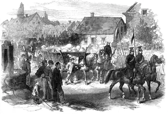 Framed Print : Russian lancers bringing in provisions, 1870 Framed Print : Russian lancers bringing in provisions, 1870