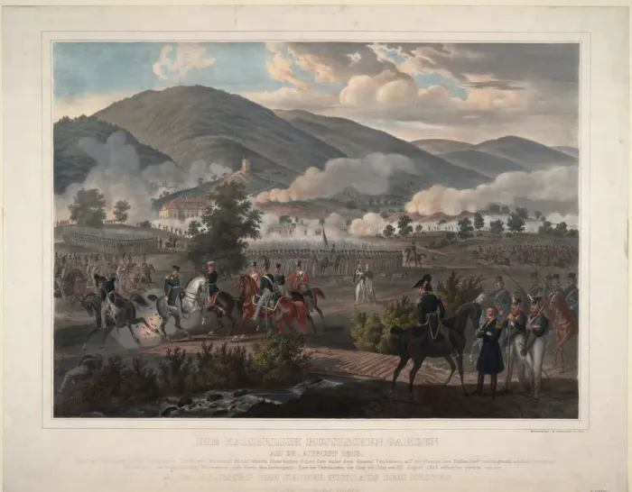 Framed Print : Russian Life-Guards Regiment at the Battle of Kulm on 29 August 1813, ca 1813. Artist: Anonymous Framed Print : Russian Life-Guards Regiment at the Battle of Kulm on 29 August 1813, ca 1813. Artist: Anonymous