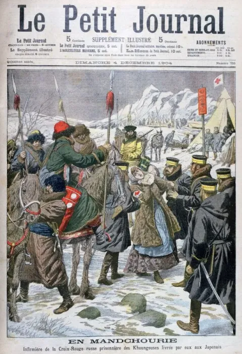 Framed Print : Russian nurse taken prisoner by the Manchus being handed over to the Japanese, Manchuria, 1904 Framed Print : Russian nurse taken prisoner by the Manchus being handed over to the Japanese, Manchuria, 1904