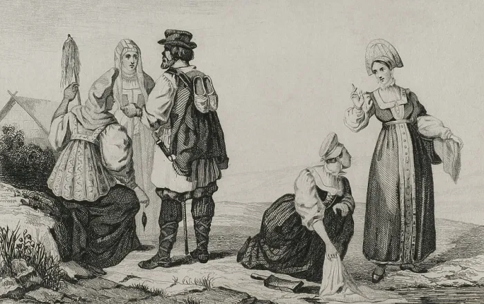 Framed Print : Russian peasants, 1839. Creator: Augustin Francois Lemaitre Framed Print : Russian peasants, 1839. Creator: Augustin Francois Lemaitre