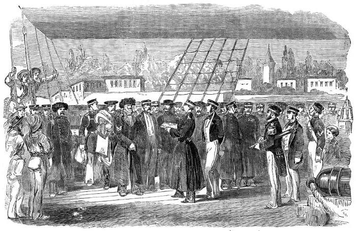 Framed Print : Russian Prisoners on board The Fury, at Constantinople, 1854. Creator: Unknown. Russian Prisoners on board The Fury, at Constantinople, 1854. Creator: Unknown Framed Print : Russian Prisoners on board The Fury, at Constantinople, 1854. Creator: Unknown. Russian Prisoners on board The Fury, at Constantinople, 1854. Creator: Unknown