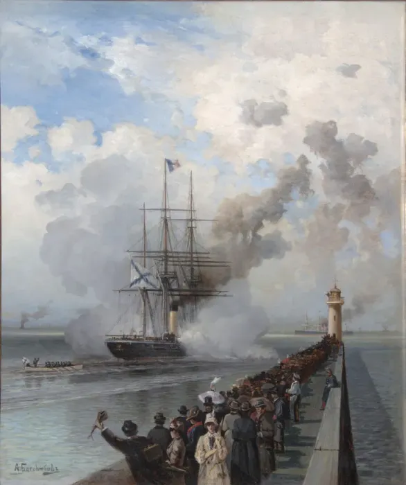 Framed Print : Russian screw clipper Razboynik, 1888. Artist: Bogolyubov, Alexei Petrovich (1824-1896) Framed Print : Russian screw clipper Razboynik, 1888. Artist: Bogolyubov, Alexei Petrovich (1824-1896)
