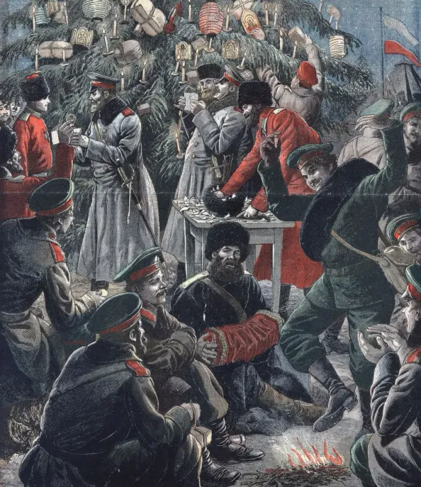 Framed Print : Russian soldiers celebrating Christmas, Russo-Japanese War, 1904-5