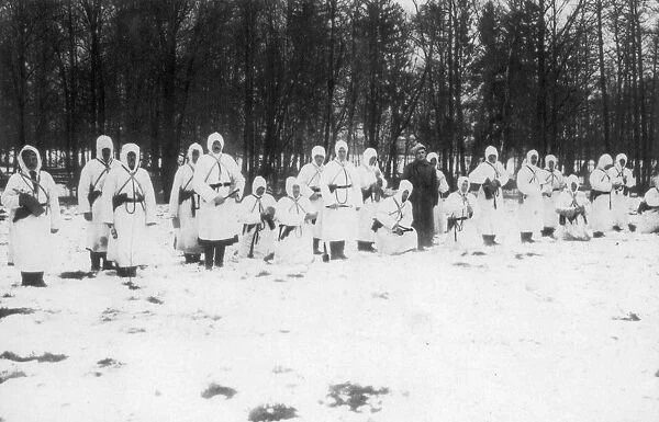 Russian soldiers in winter uniform, Galician front, Poland, World War I, December 1914. Artist: Stuff