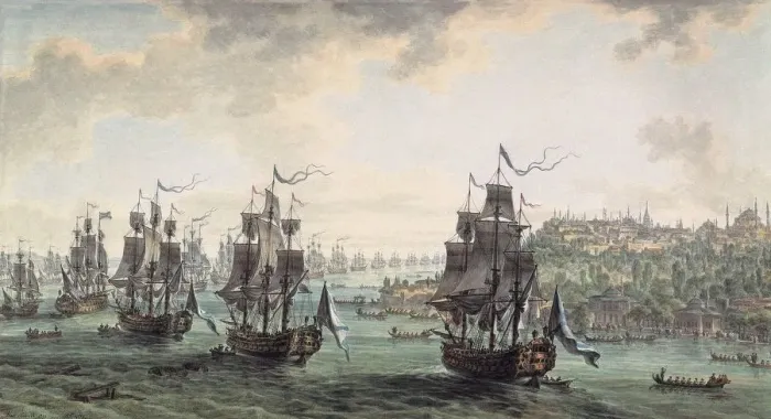Framed Print : Russian squadron under the command of Ushakov passed the Bosporus, 1799 Framed Print : Russian squadron under the command of Ushakov passed the Bosporus, 1799