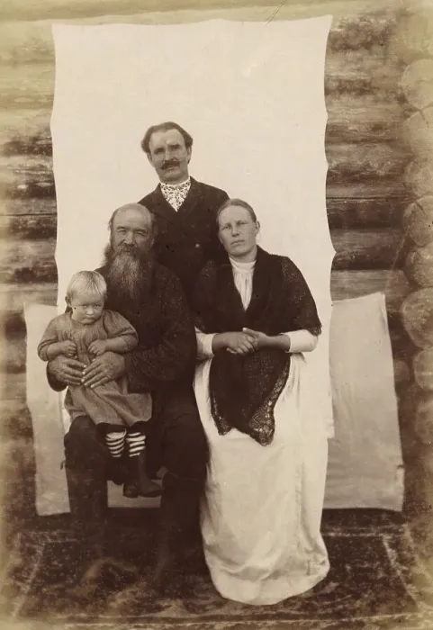 Framed Print : Russian Traders in Uriankhai Territory. The Cossack S. F. Skobeev with Family (Son and Wife), 1897. Creator: Unknown Framed Print : Russian Traders in Uriankhai Territory. The Cossack S. F. Skobeev with Family (Son and Wife), 1897. Creator: Unknown