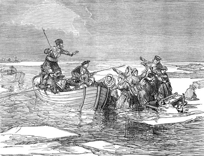 Framed Print : Russian villagers on floating ice, 1874. Creator: Unknown Framed Print : Russian villagers on floating ice, 1874. Creator: Unknown