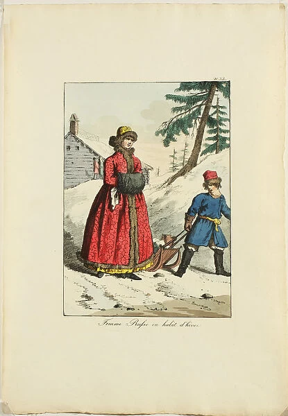 Russian Winter Clothing (From Moeurs et Costumes des Russes), 1817. Artist: Haubigant, Armand Gustave (1789-1862)