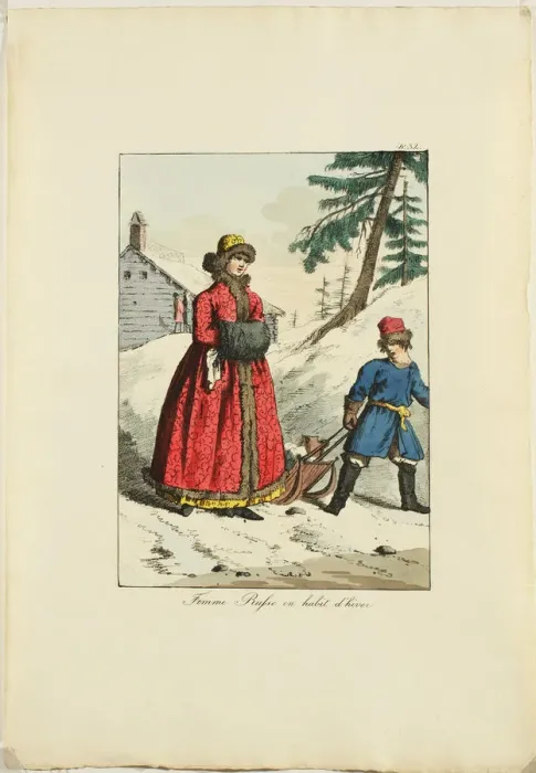 Framed Print : Russian Winter Clothing (From Moeurs et Costumes des Russes), 1817. Artist: Haubigant, Armand Gustave (1789-1862) Framed Print : Russian Winter Clothing (From Moeurs et Costumes des Russes), 1817. Artist: Haubigant, Armand Gustave (1789-1862)