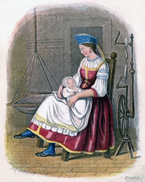 Framed Print : Russian Woman with Baby, 1809. Artist: W Dickes Framed Print : Russian Woman with Baby, 1809. Artist: W Dickes